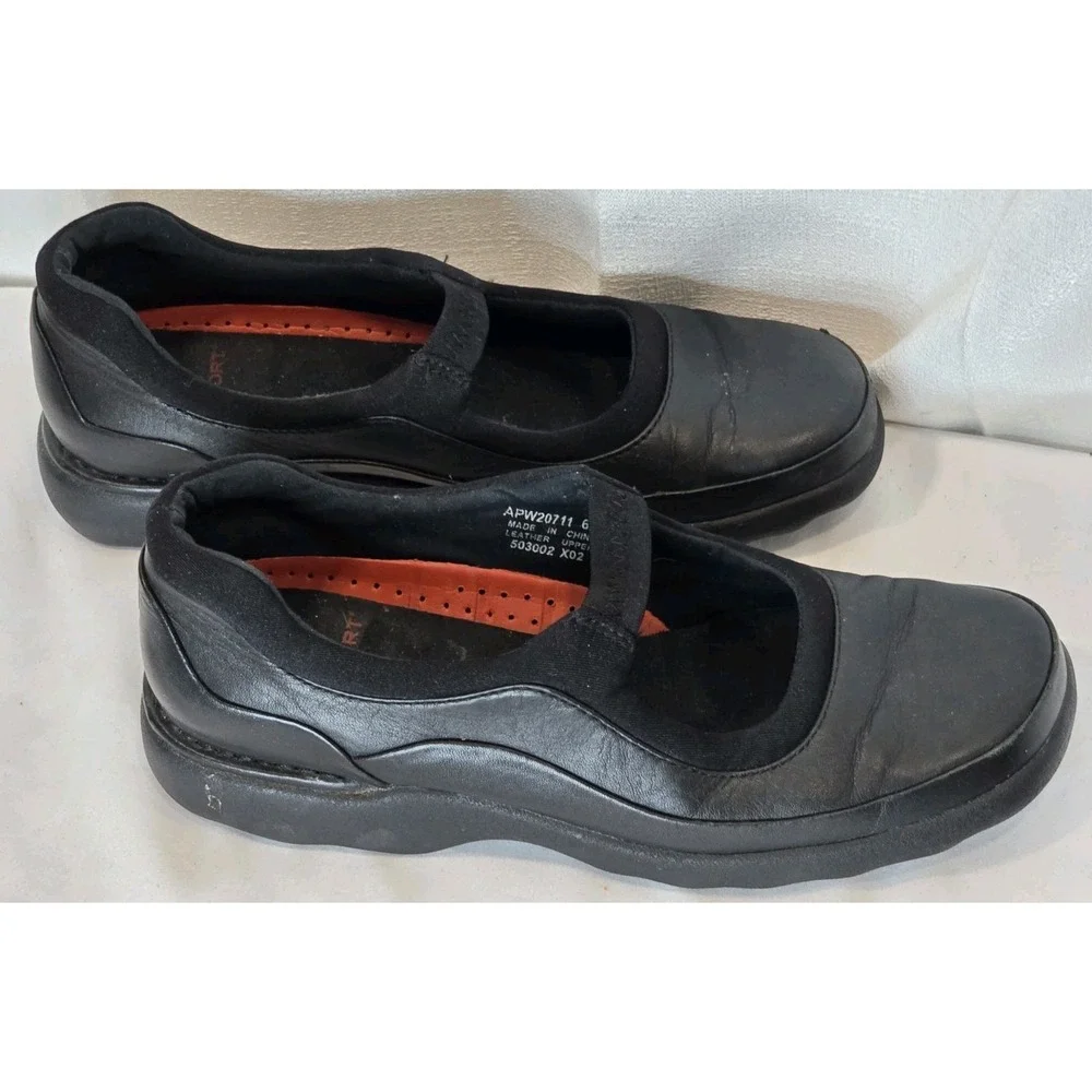 Rockport Womens Black Leather Mary Jane Walking Shoes APW20711 Size 6.5‎ M
